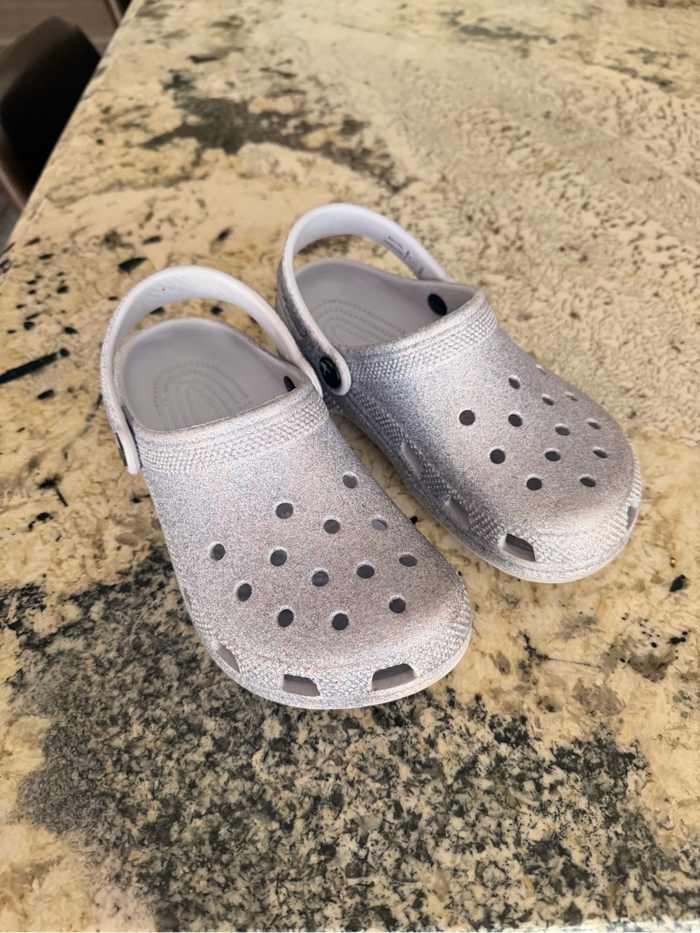 Crocs - Size 2 - Kids Lavender Purple Glitter Clog Sandals